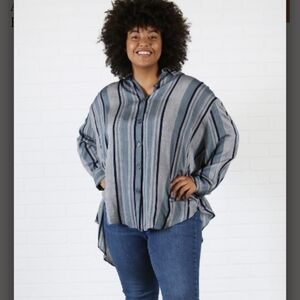 Angie striped  Batman sleeve button up
